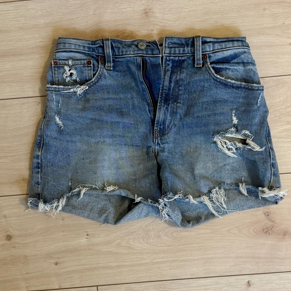 Abercrombie & Fitch Blue Distressed Jean Shorts